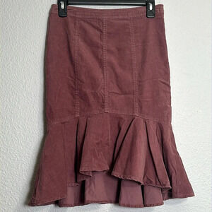Anthropologie Pilcro and the Letterpress High Low Corduroy Skirt Size 00 Ruffle
